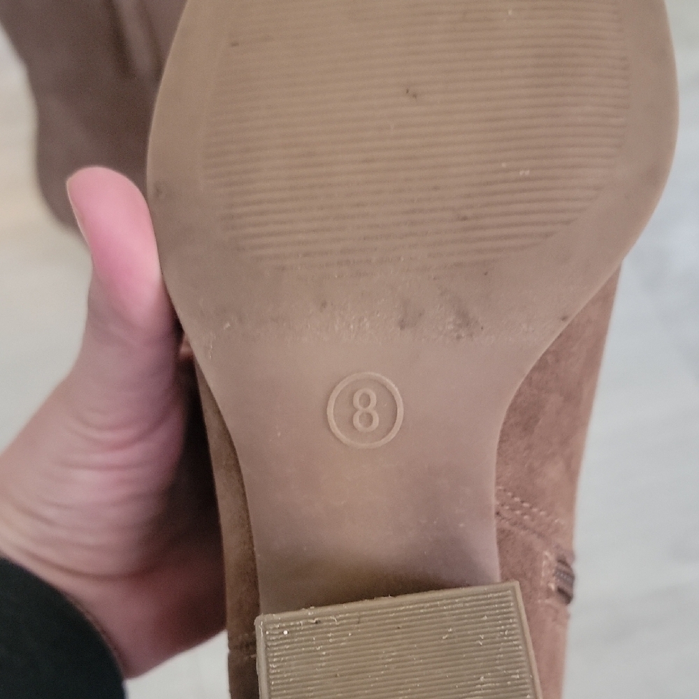 Women's Tan Suede Ankle Boots - Picture 5 of 7